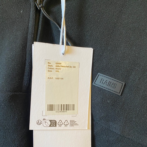 Rains Addis Fleece Half Zip Men’s Black XXL - Picture 4 of 5